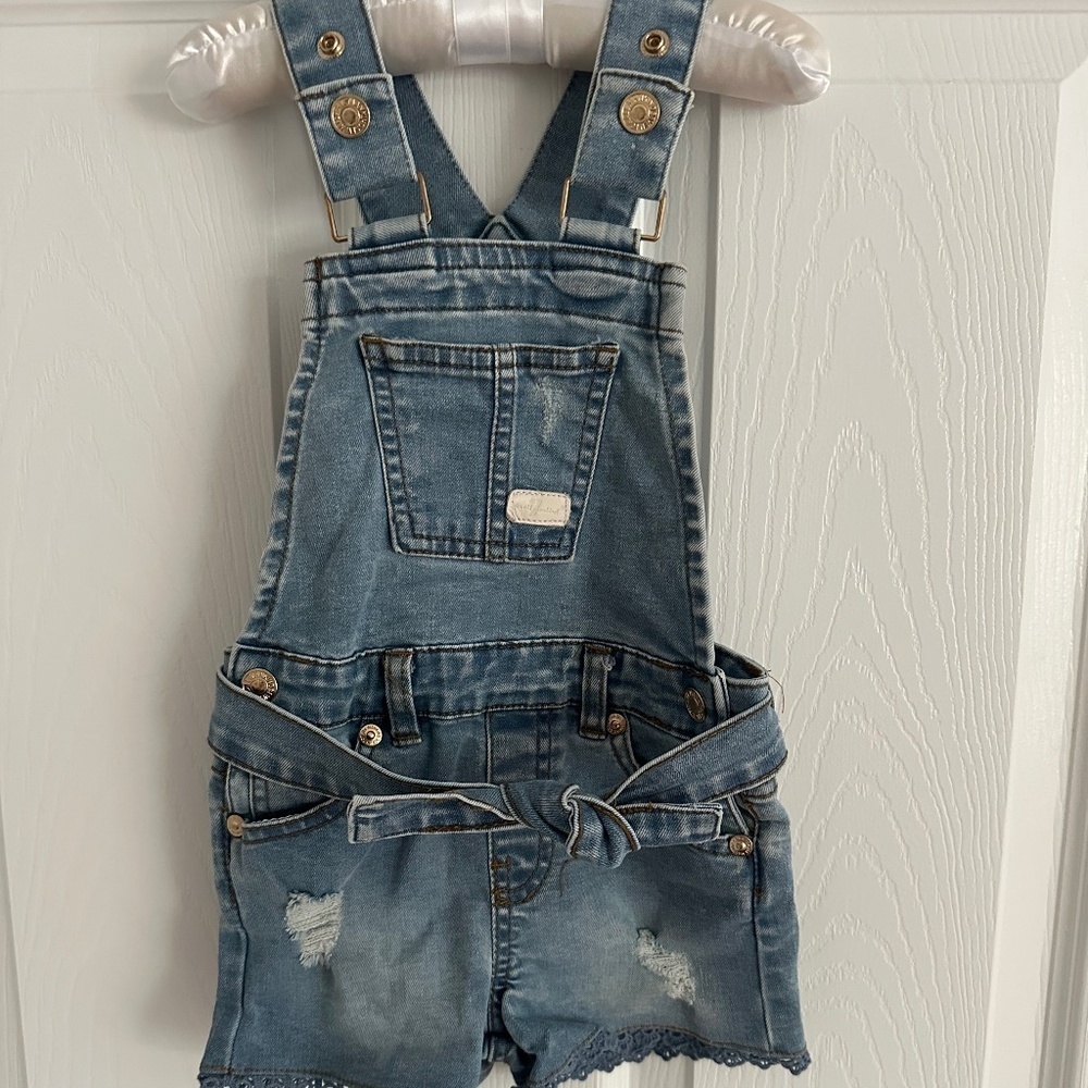 7 for all Mankind Toddler Girls Overall Shorts with Lace detail size 18 M